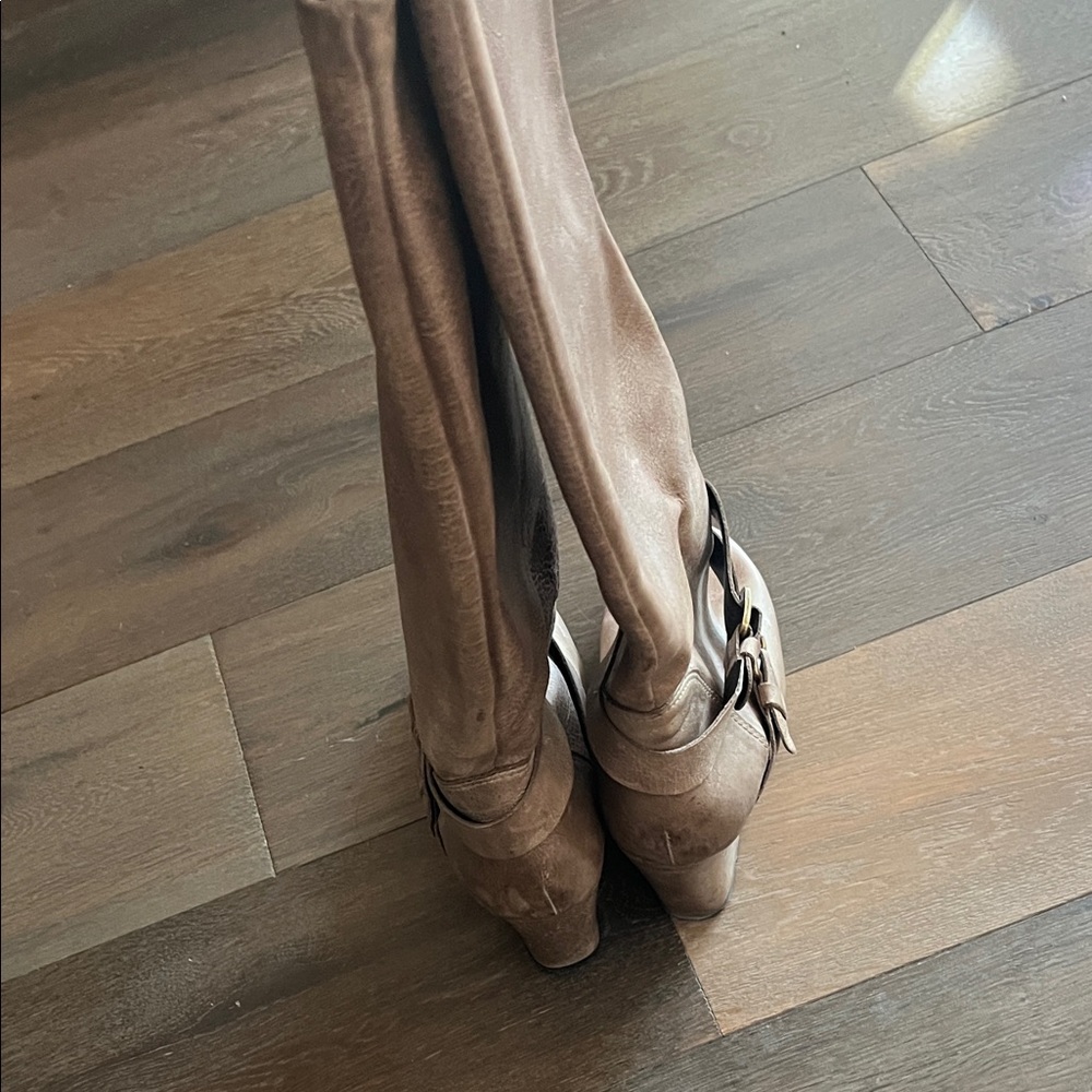 Steve Madden Tan Leather Wedge Boots - Picture 5 of 7